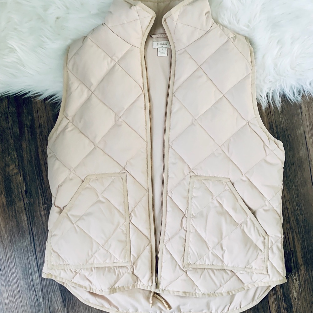 Cream and gold J Crew quilted vest